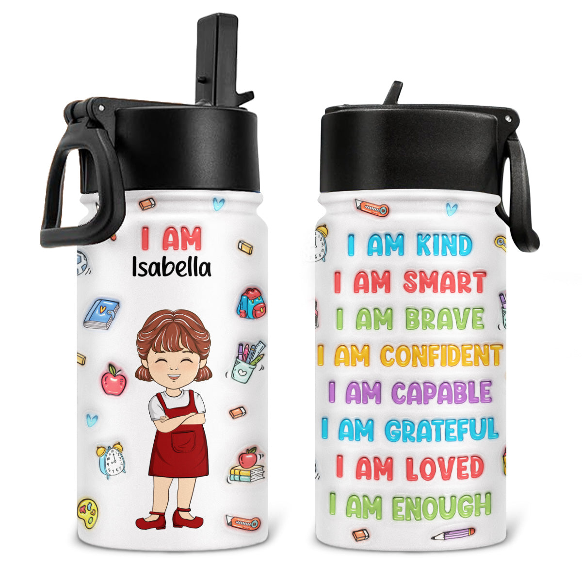 Kind Smart Loved - Personalized Custom Kids Water Bottle – Wrappiness UK