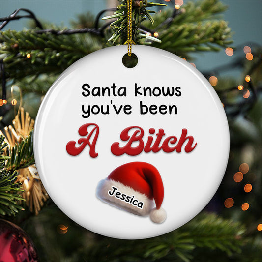 Santa Knows You - Personalized Custom Ceramic Ornament