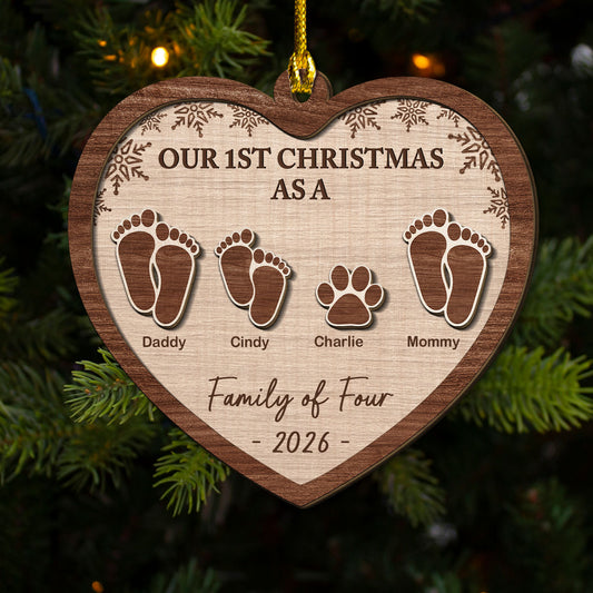 Our 1st Christmas - Personalized Custom Freeshape 2-Layered Wood Ornament
