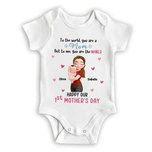 You Are The World Mom - Personalized Custom Baby Onesie
