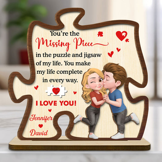 You Make My World Complete - Personalized Custom 2-Layer Wood Plaque With Flat Base