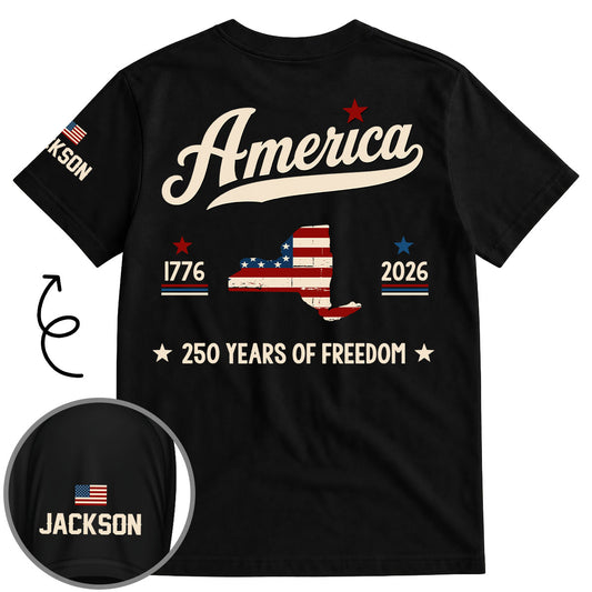 Year Of America - Personalized Custom Shirt With Design On Sleeve