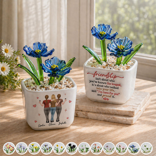 True Friendship - Personalized Custom Glass Birth Month Flower