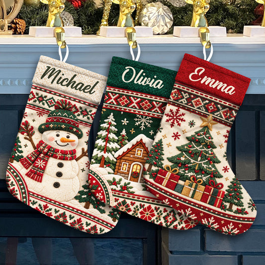 Snowman Family - Personalized Christmas Stocking