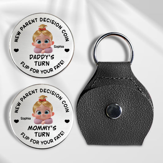 New Dad Mom Decision Coin - Personalized Custom Pocket Hug