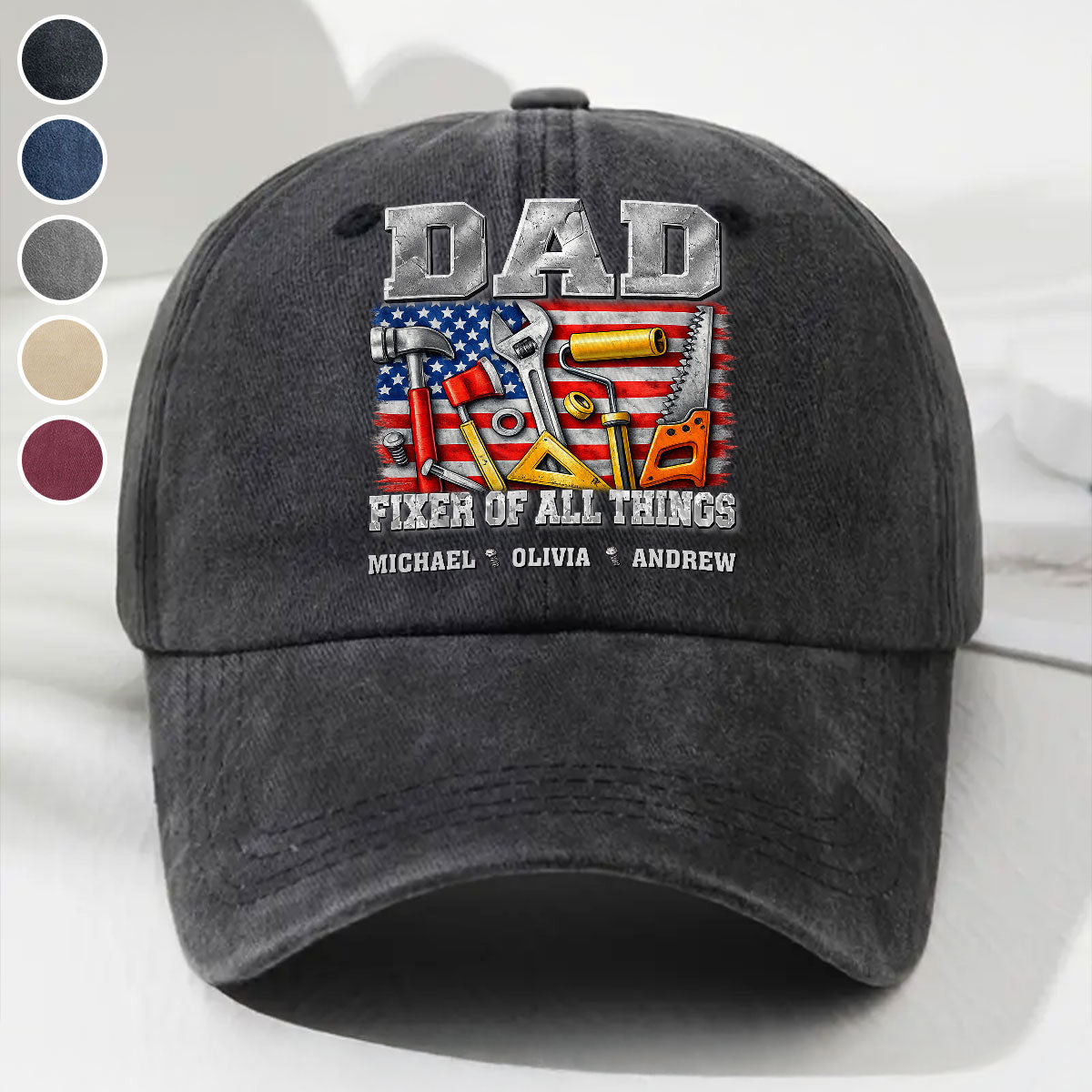 Fixer Of All - Personalized Custom Vintage Washed Denim Cap – Wrappiness UK