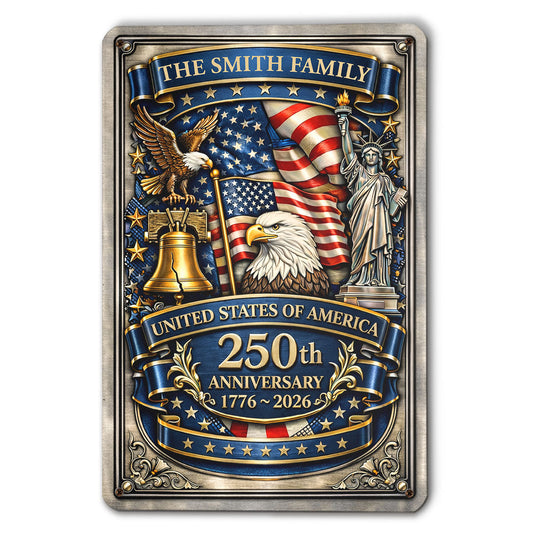 America Anniversary - Personalized Custom 3D Inflated Effect Metal Sign