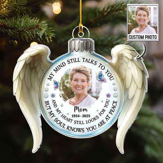 My Mind Still Talks To You Angle Wings - Personalized Custom Acrylic Ornament