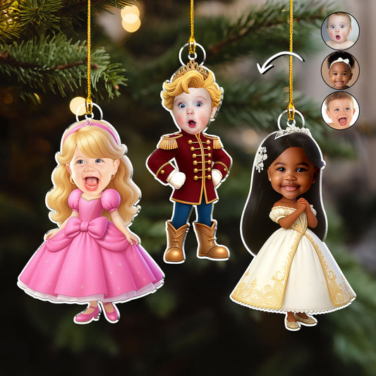 Custom Photo Kids Princess And Prince - Personalized Custom Acrylic Ornament