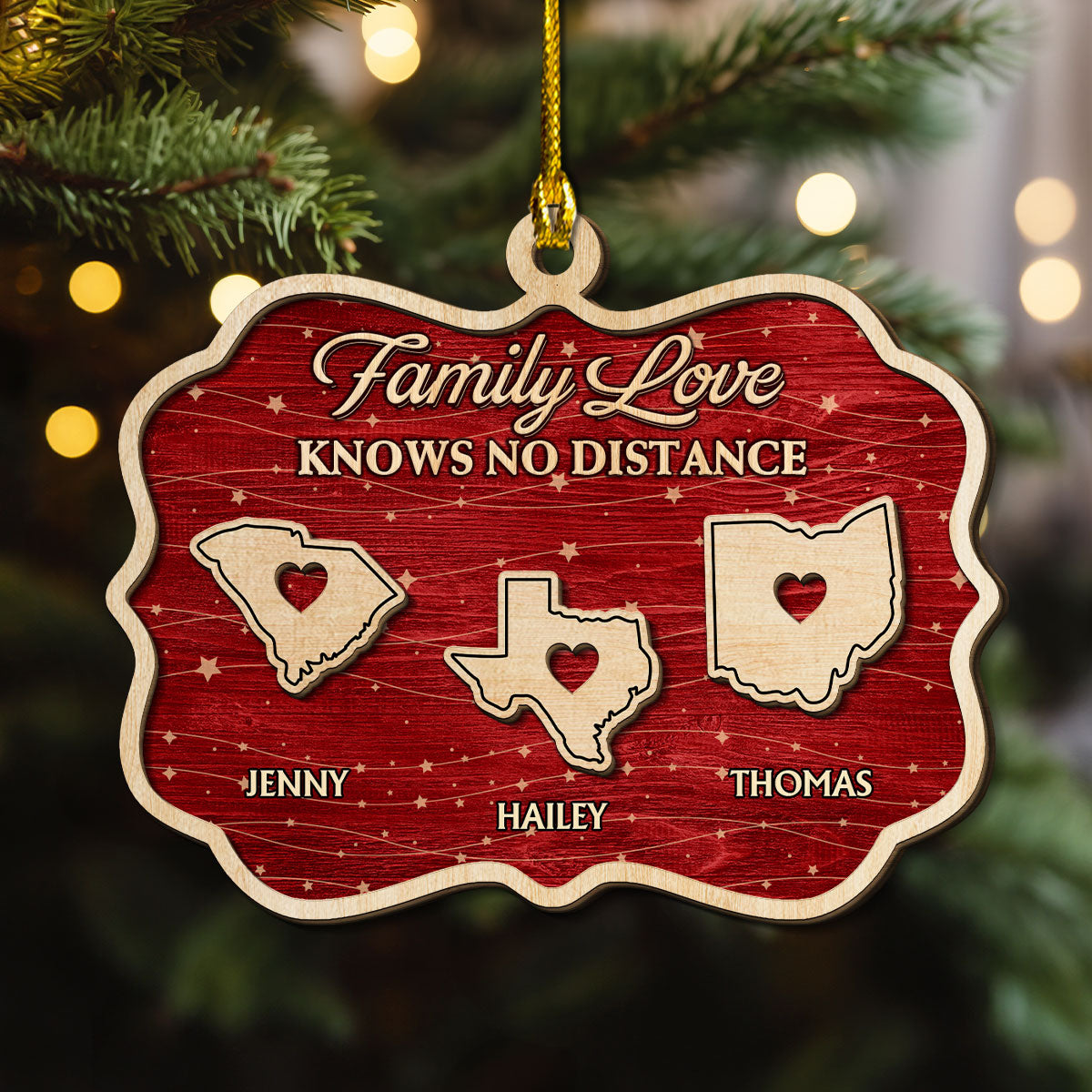 Family Love Knows No Distance Christmas - Personalized Custom 2-Layere ...
