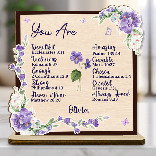 You Are Beautifully Made - Personalized Custom 2-Layer Wood Plaque With Flat Base