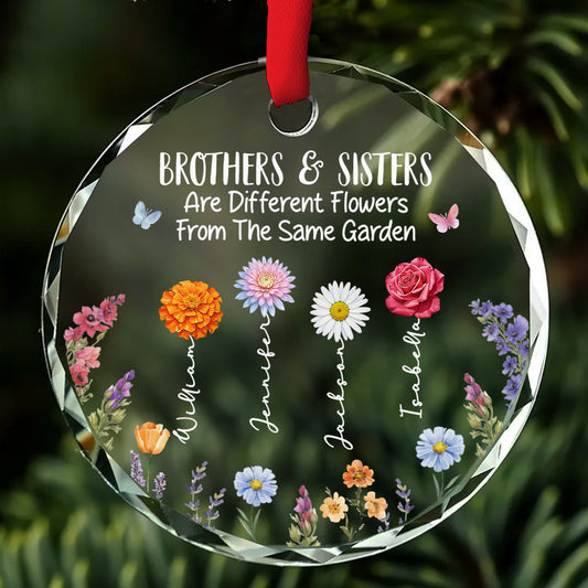Brothers And Sisters Grow Love - Personalized Custom Glass Ornament