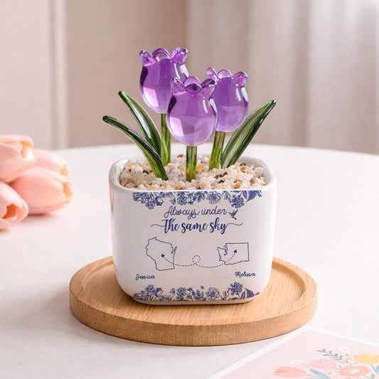 Always Under The Same Sky - Personalized Custom Glass Everlasting Tulips