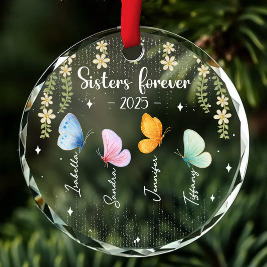 Beautiful Butterfly Sisters - Personalized Custom Glass Ornament