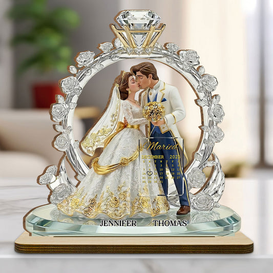 Our Timeless Love Story - Personalized Custom 2-Layer Wood Plaque With Flat Base