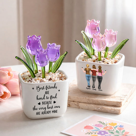 Best Friends - Personalized Custom Glass Everlasting Tulips