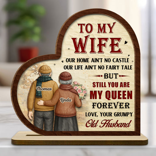 To My Queen 2 - Personalized Custom 2-Layer Wood Plaque With Flat Base