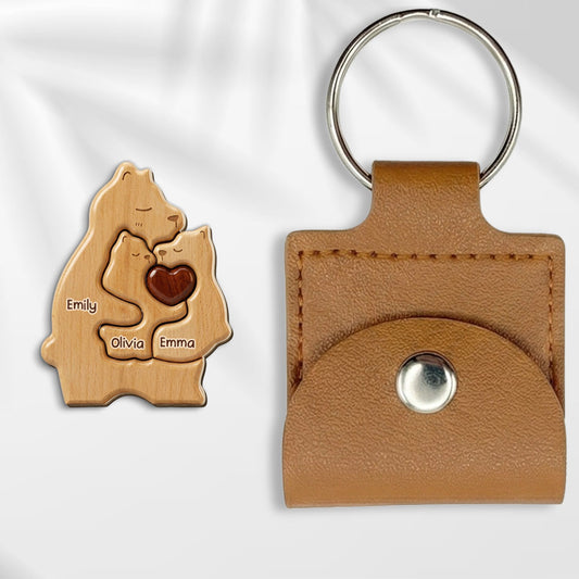 Bear Mom - Personalized Custom 3D Effect Wooden Pocket Hug
