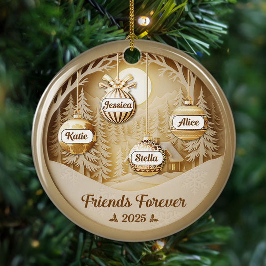 Friends Christmas Golden Hour - Personalized Custom Ceramic Ornament