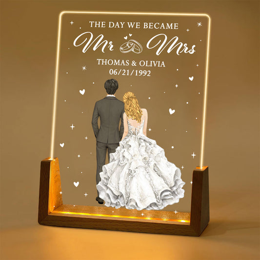 The Day We Became Mr And Mrs - Personalized Custom Night Light