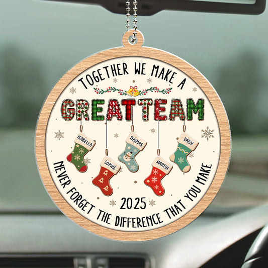 Teamwork Makes The Dream Work - Personalized Custom Car Ornament