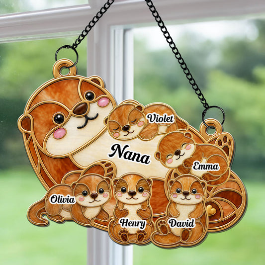 Otter Love - Personalized Custom 3D Effect Suncatcher