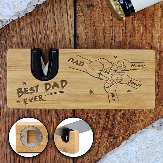 Best Dad Ever - Personalized Custom Engraved Opener Sharpener Stowel