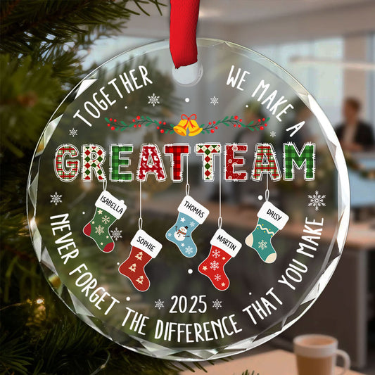 Teamwork Makes The Dream Work - Personalized Custom Glass Ornament