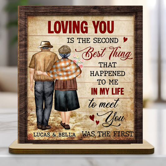 Loving You - Personalized Custom 2-Layer Wood Plaque With Flat Base