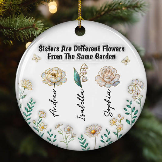 Sisterhood Grows Strong Like Roots - Personalized Custom 3D Inflated Effect Ceramic Ornament