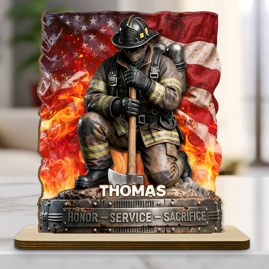 Honor Service Sacrifice - Personalized Custom 2-Layer Wood Plaque With Flat Base