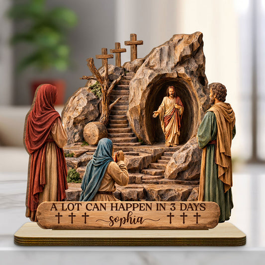 Risen Savior - Personalized Custom 2-Layer Wood Plaque With Flat Base