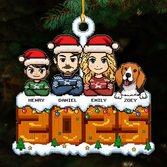 Us In This Blocky Year - Personalized Custom 3D Effect Wood Ornament