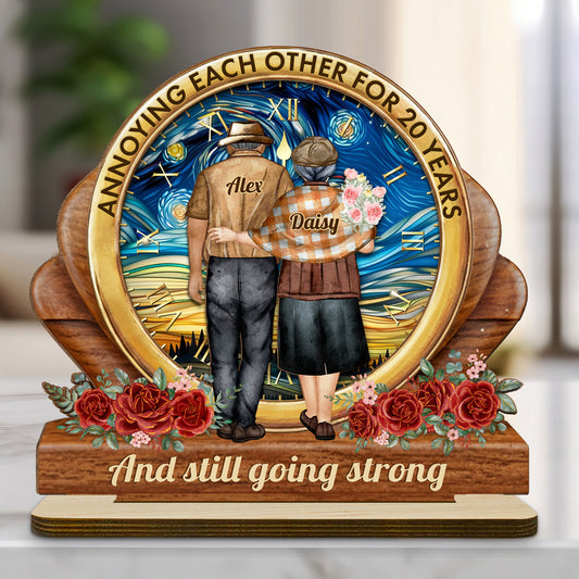 Love Through the Years - Personalized Custom 2-Layer Wood Plaque With Flat Base