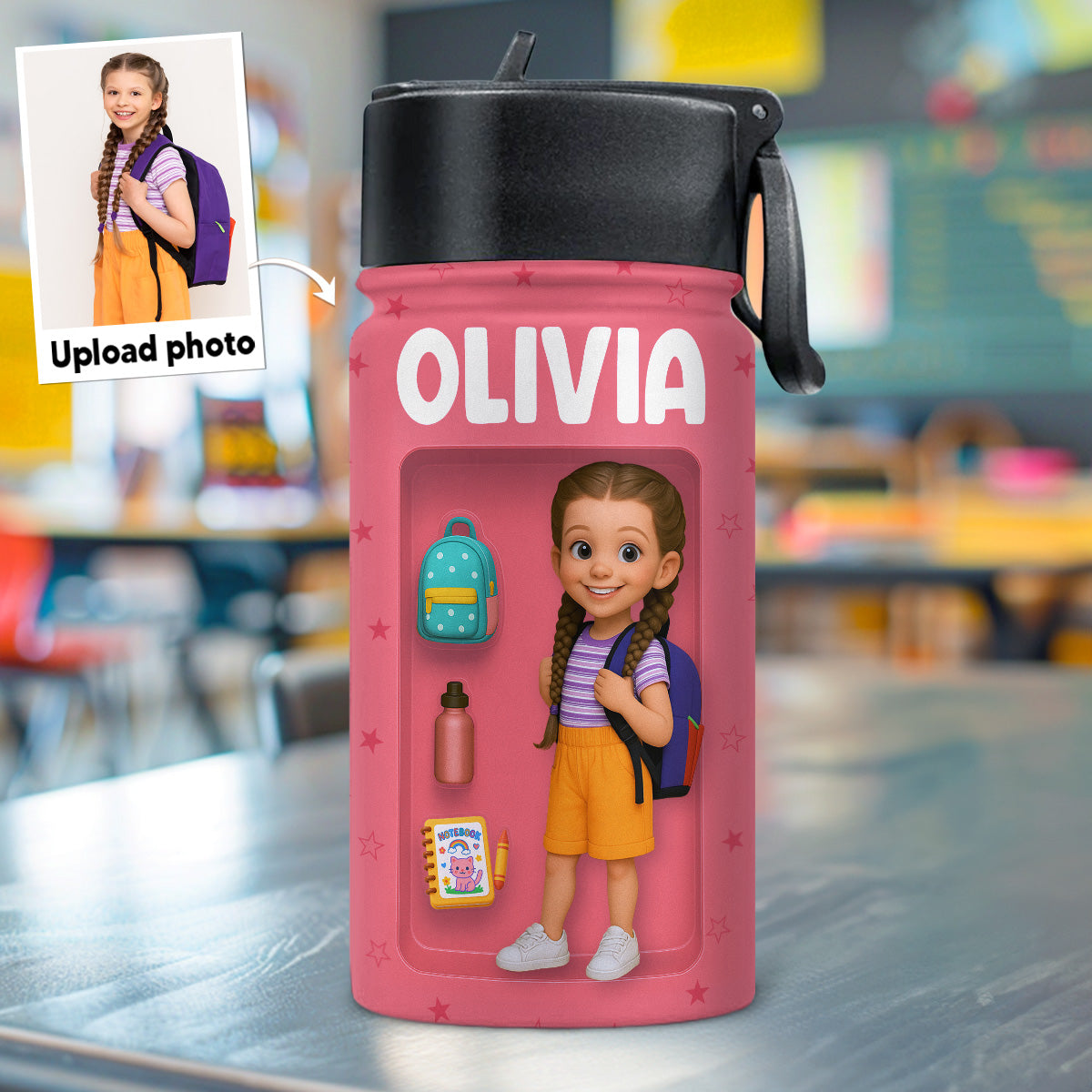 Back To School - Personalized Custom Kids Water Bottle – Wrappiness UK