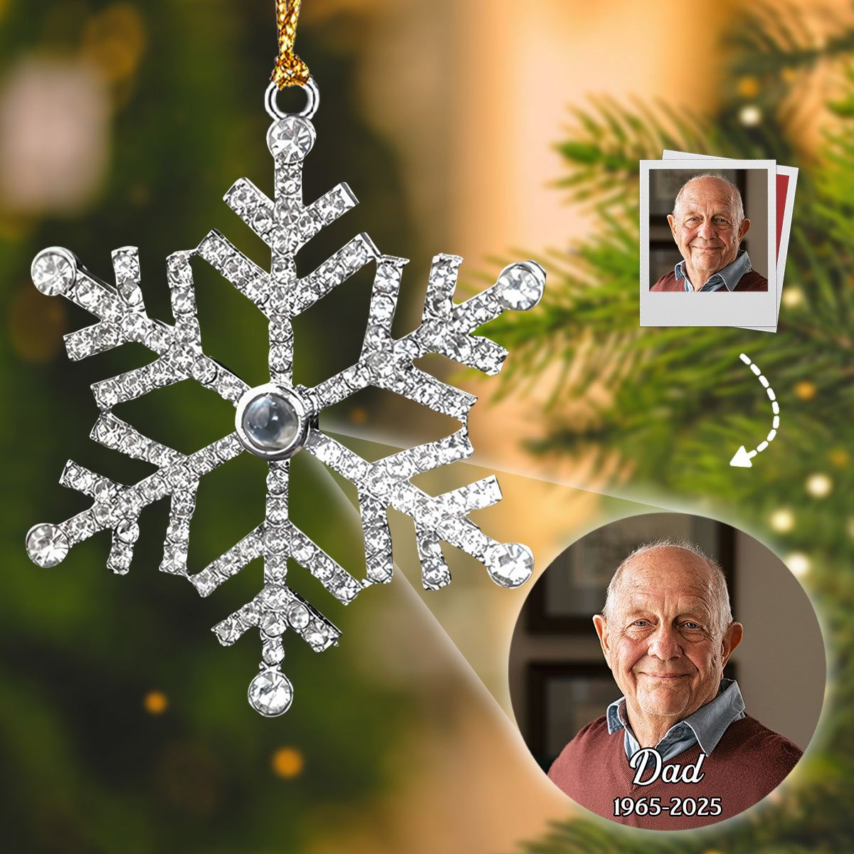 Our Loving Memory - Personalized Custom Photo Snowflake Projection Orn ...