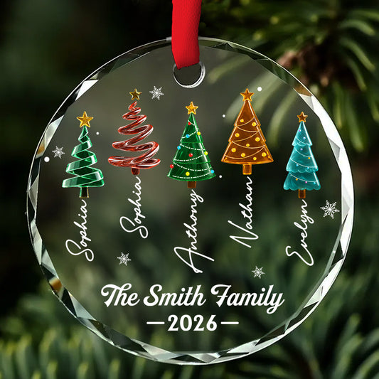 Personalised Family Christmas Ornament, Christmas Gift for Family •  Season Love - Personalized Glass Ornament