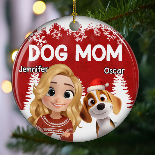 Christmas 2025 Dog Mom - Personalized Custom Ceramic Ornament