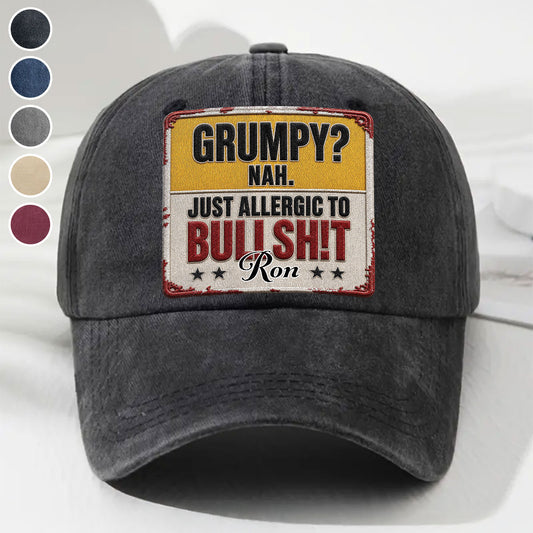 Allergic To All Of Them - Personalized Custom 3D Effect Vintage Washed Denim Cap