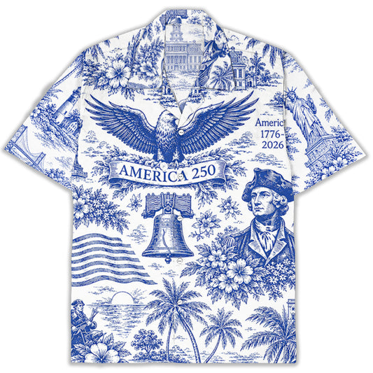 US 250 Anniversary Blue Toile - Personalized Custom Hawaiian Shirt