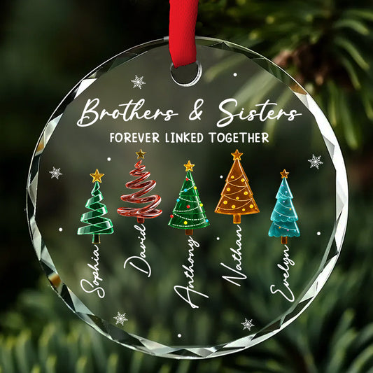 Season Love Siblings - Personalized Custom Glass Ornament