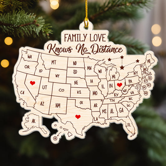 Family Love Across The Miles Version 2 - Personalized Custom Acrylic Ornament