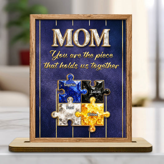 The Heart Of Our Family - Personalized Custom 2-Layer Wood Plaque With Flat Base