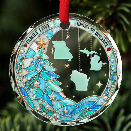 Love Knows No Distance - Personalized Glass Ornament