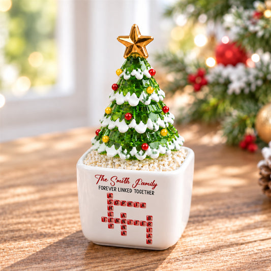 Family Hearts Forever Linked Together - Personalized Glass Christmas Tree