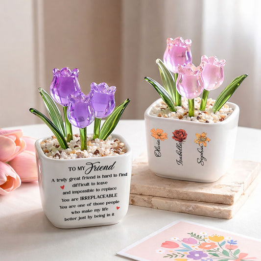 You Are Irreplaceable - Personalized Custom Glass Everlasting Tulips